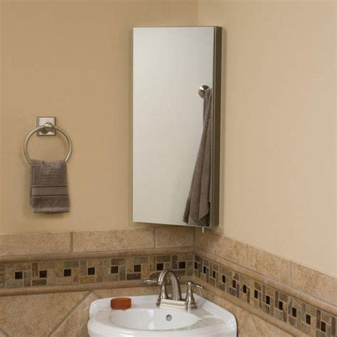 crosstown stainless steel corner medicine cabinet with mirror|led medicine cabinets.